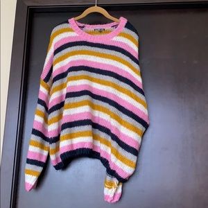 Striped semi cropped sweater. 3X